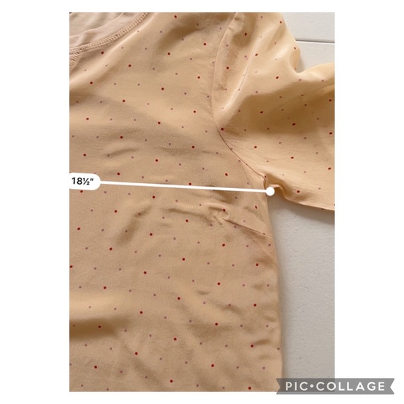Madewell Top Blouse Womens Medium Peach Polka Dot Silk 3/4 Sleeve Semi-Sheer - Picture 12 of 13